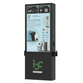 2x22kW Floor-mounted OCPP 1.6J OCPP 2.0.1 EV Charging Station with 55” Advertising Screen