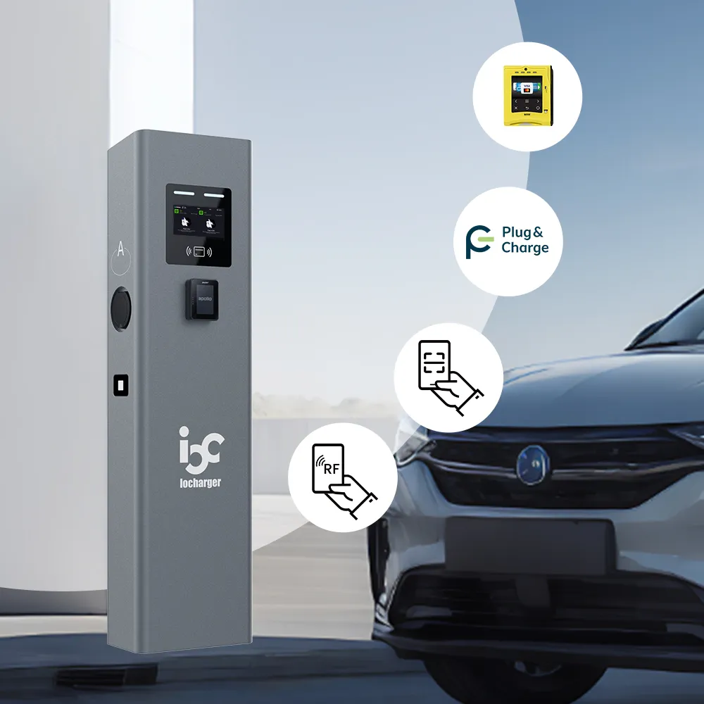 iso15118 cargador ev de pedestal para enchufar y cargar