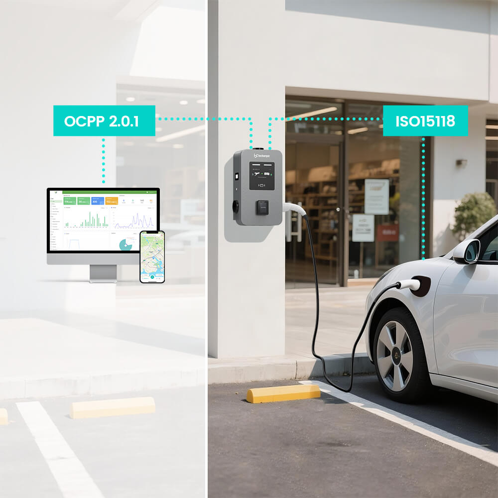 ocpp2.0.1 wallbox ev charger dual ports